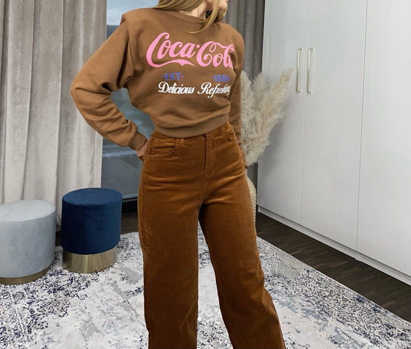 Sweatshirt mit gepolsterten Schultern & Coca Cola print
